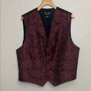 Scully Red Black Pattern Special Occasion Wedding Vest